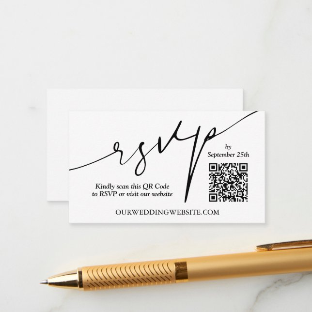 Tarjeta De Recepción Boda de código QR moderno (Anverso/Reverso In Situ)