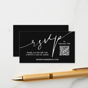 Tarjeta De Recepción Boda de código QR moderno