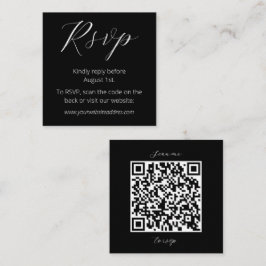 Tarjeta De Recepción Boda de código QR moderno en blanco y negro