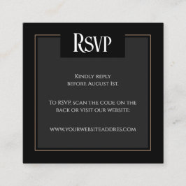 Tarjeta De Recepción Boda de código QR negro y blanco oscuro gótico