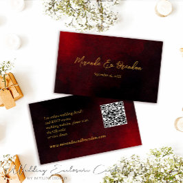 Tarjeta De Recepción Boda de código QR rojo de lujo dorado negro
