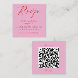 Tarjeta De Recepción Boda de código QR rojo negrita rosa moderno