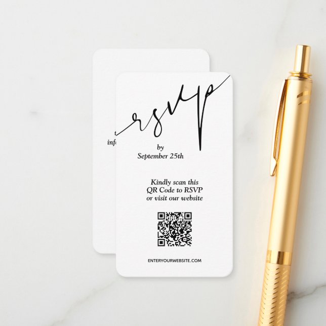 Tarjeta De Recepción Boda de código QR simple (Anverso/Reverso In Situ)