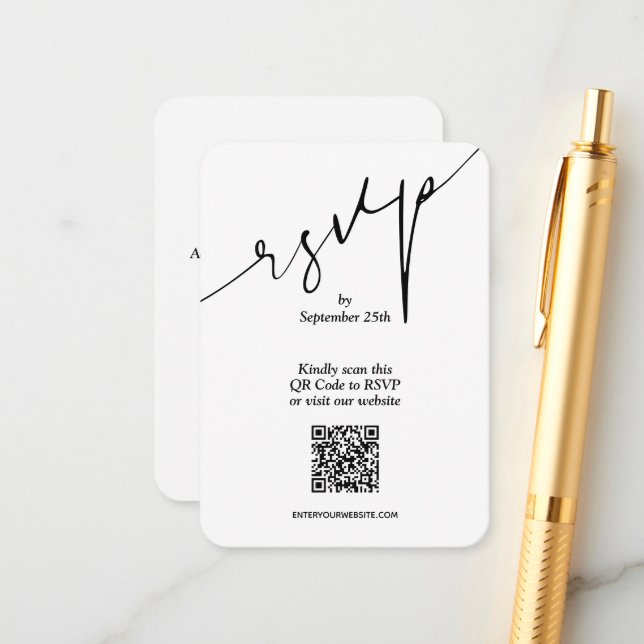 Tarjeta De Recepción Boda de código QR simple (Anverso/Reverso In Situ)