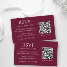 Boda de código QR simple minimalista Burgundy RSVP