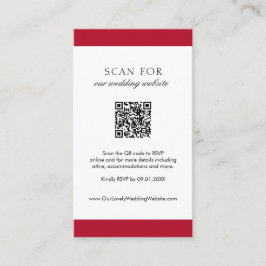 Tarjeta De Recepción Boda de código QR simple rojo moderno mínimo
