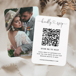 Tarjeta De Recepción Boda de código QR sitio web RSVP foto Minimalista
