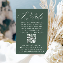 Tarjeta De Recepción Boda de código QR verde de caligrafía moderna