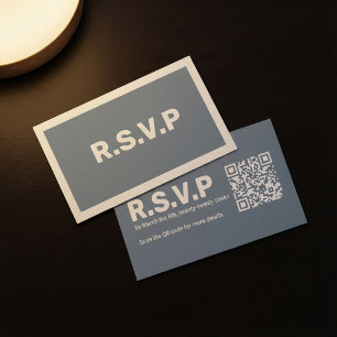 Tarjeta De Recepción Boda de código RSVP QR en negrita azul moderno