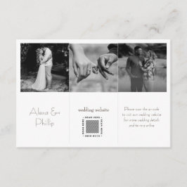 Tarjeta De Recepción Boda de collage de fotografías Mínimas en Blanco y