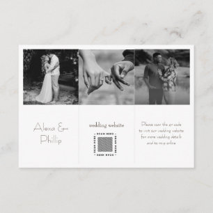 Tarjeta De Recepción Boda de collage de fotografías Mínimas en Blanco y