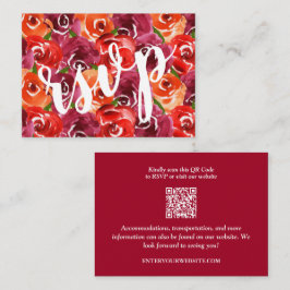 Tarjeta De Recepción Boda de Collage floral Código QR RSVP