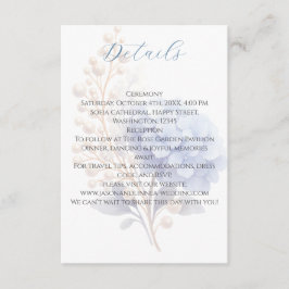 Tarjeta De Recepción Boda de color azul de Pearl Hydrangea romántica