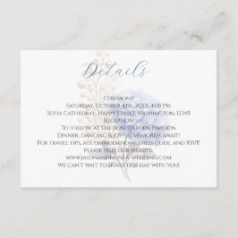 Tarjeta De Recepción Boda de color azul de Pearl Hydrangea romántica