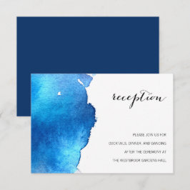 Tarjeta De Recepción Boda de color de agua de salpicaduras azules