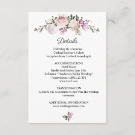 Tarjeta De Recepción Boda de color de agua Floral rosa Roses