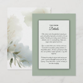 Tarjeta De Recepción Boda de color de agua suave azote verde
