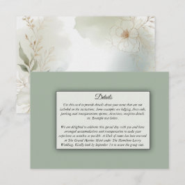 Tarjeta De Recepción Boda de color de agua suave azote verde