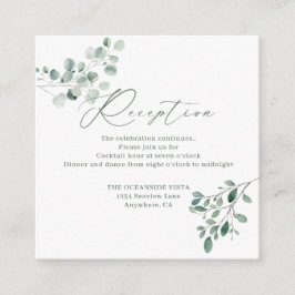 Tarjeta De Recepción Boda de color de agua verde Eucalyptus Sage