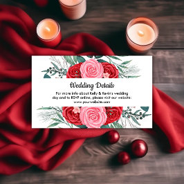 Tarjeta De Recepción Boda de color rojo rosa