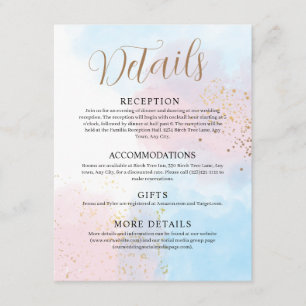 Tarjeta De Recepción Boda de color rosa y azul pastel