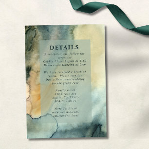 Tarjeta De Recepción Boda de color verde granito azul de moda