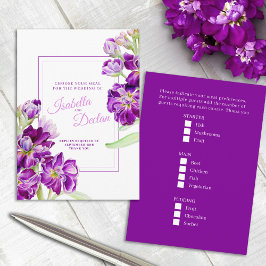 Tarjeta De Recepción Boda de comida elección de hoary stock flores púrp