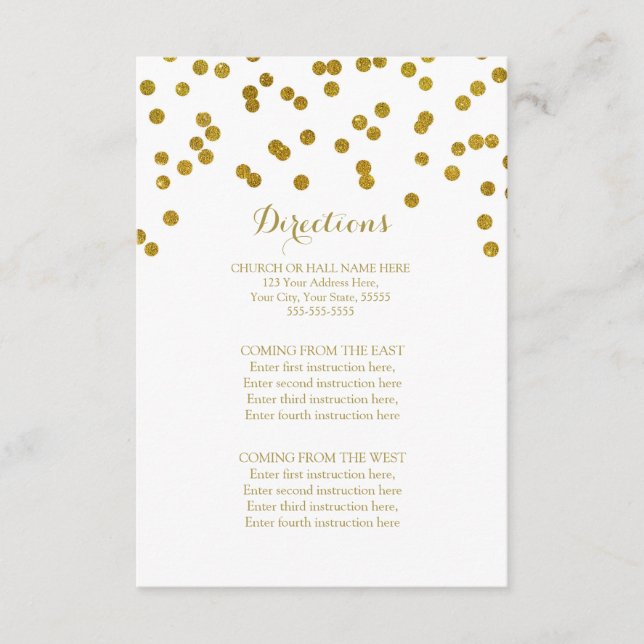 Tarjeta De Recepción Boda de Confetti dorado Insertar (Anverso)