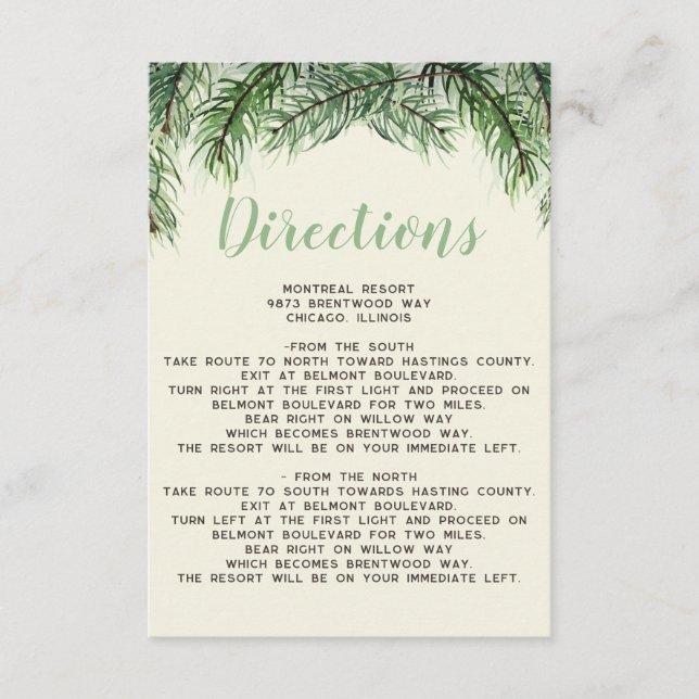 Tarjeta De Recepción Boda de Cono de Pino de la Selva de Invierno Rusa (Anverso)