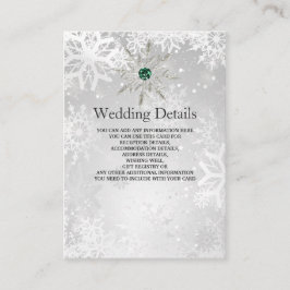Tarjeta De Recepción boda de copos de nieve verde esmeralda plateado
