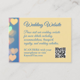 Tarjeta De Recepción Boda de corazón brillante azul y amarillo