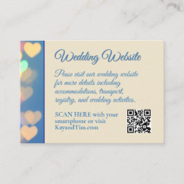 Tarjeta De Recepción Boda de corazones brillantes azules y amarillos