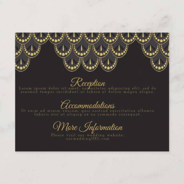 Tarjeta De Recepción Boda de cosecha Art Deco (Anverso)