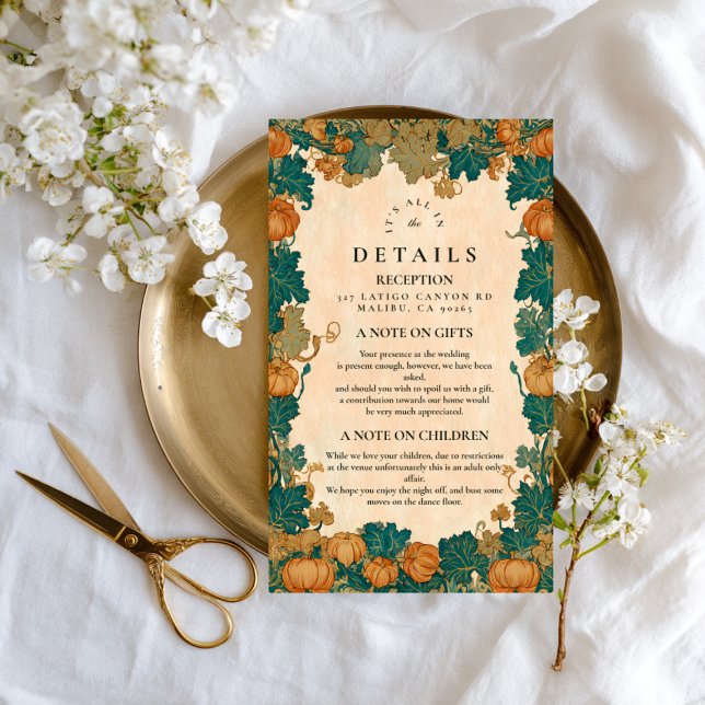 Tarjeta De Recepción Boda de cosecha de calabaza veneciana (Subido por el creador)