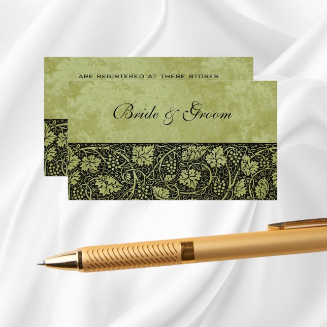 Tarjeta De Recepción Boda de cosecha, hojas de vid de uva victorianas (Vintage Wedding, Victorian Grape Vine Leaves Enclosure Card)