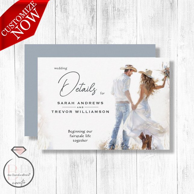 Tarjeta De Recepción Boda de Cowboy Rústico de Acuarela (Subido por el creador)