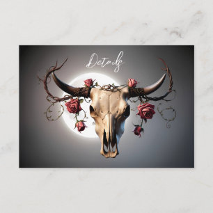 Tarjeta De Recepción Boda de cráneo de vaca floral romántico mediaval c