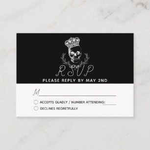 Tarjeta De Recepción Boda de cráneo real RSVP