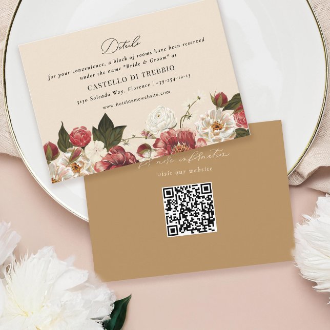 Tarjeta De Recepción Boda de crema floral pintada romántica (Subido por el creador)