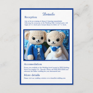 Tarjeta De Recepción boda de crochet azul y blanco lindo