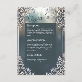 Tarjeta De Recepción boda de cuadros decorativos de arte azul polvorien