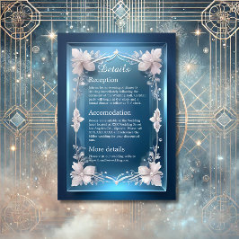 Tarjeta De Recepción boda de cuadros decorativos de arte azul polvorien