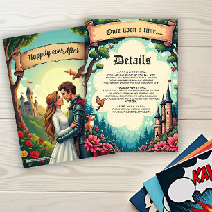Tarjeta De Recepción Boda de cuento de hadas del castillo del bosque en