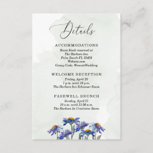 Tarjeta De Recepción Boda de Daisies Púrpura Rústico Verde acuarela