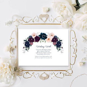Tarjeta De Recepción Boda de Deseos Florales de Abrazo   Borgoña