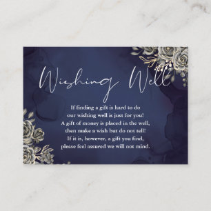 Tarjeta De Recepción Boda de Deseos Florales Góticos Azul Medianoche