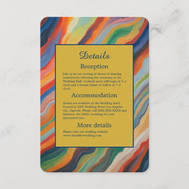 Tarjeta De Recepción boda de destino africano de mármol abstracto paste (Anverso)