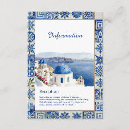 Tarjeta De Recepción Boda de destino de acuarela de teja azul de Santor