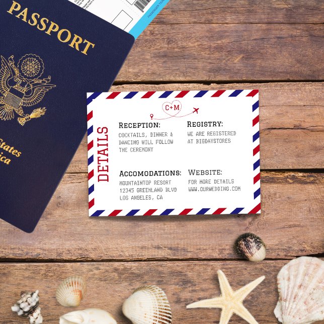 Tarjeta De Recepción Boda de destino de Airmail (Subido por el creador)