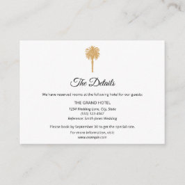 Tarjeta De Recepción Boda de destino de palmeras de oro de playa tropic